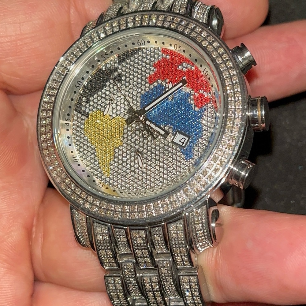 Joe Rodeo Classic World Map Dial Diamond Watch